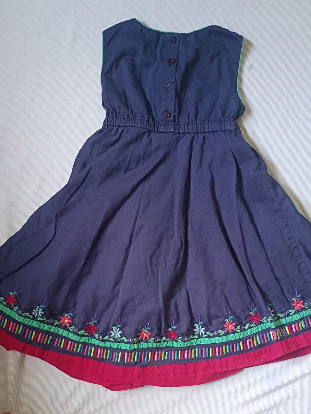 Odel Girls Navy Embroidered Hem Cotton Dress